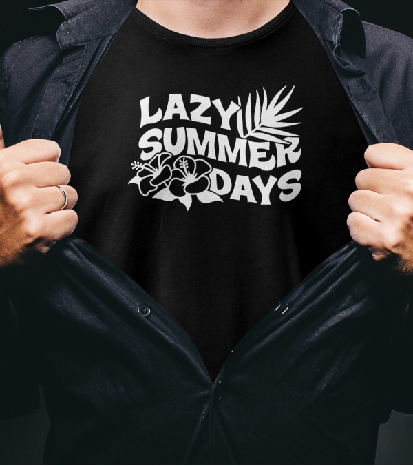 Lazy Summer Days Hibiscus Palm Leaf Retro Vibes T-Shirt