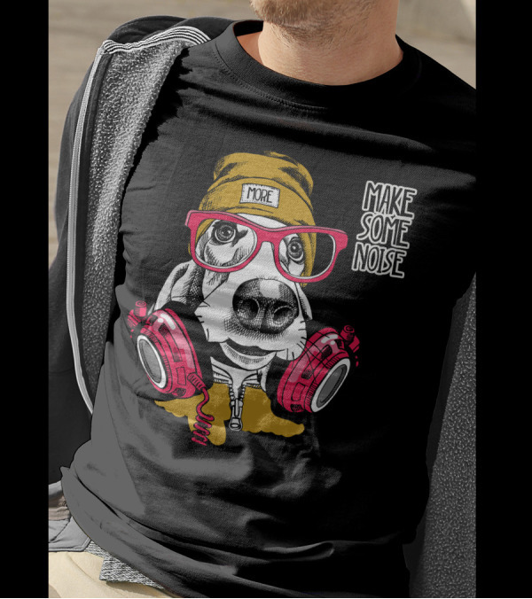 MORE Make Some Noise Dog Headphones T-Shirt