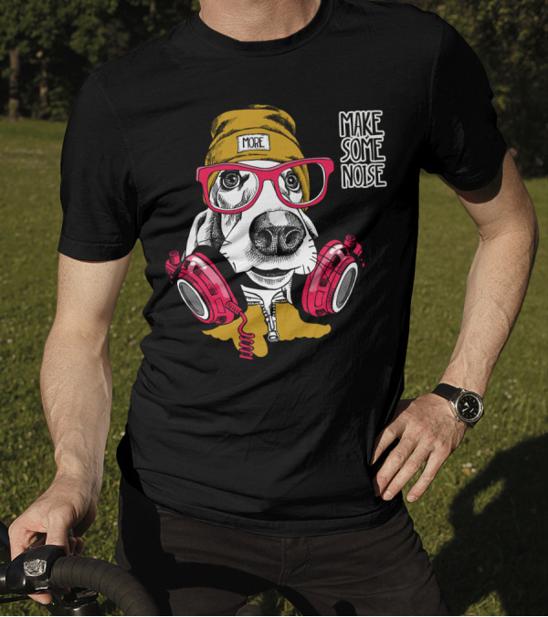 MORE Make Some Noise Dog Headphones T-Shirt