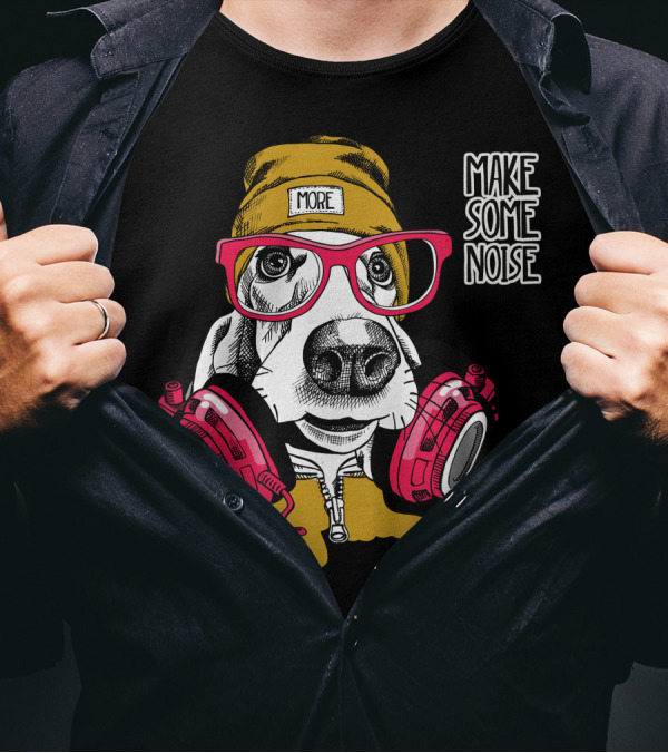 MORE Make Some Noise Dog Headphones T-Shirt