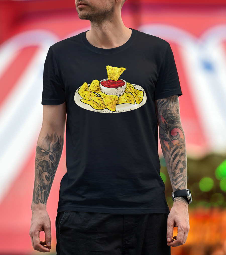 Nachos Chips With Ketchup In Bowl on Plate T-Shirt