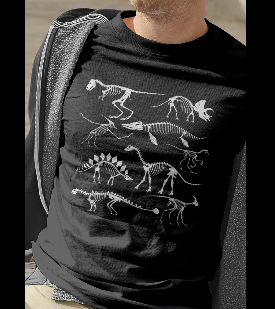 Dinosaurs Skeleton Silhouettes Compilation T-Shirt