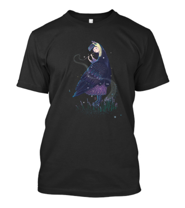 Witch Lavender Bird Toucan Plays Musical Instrument In Enchanted Night Sky T-Shirt