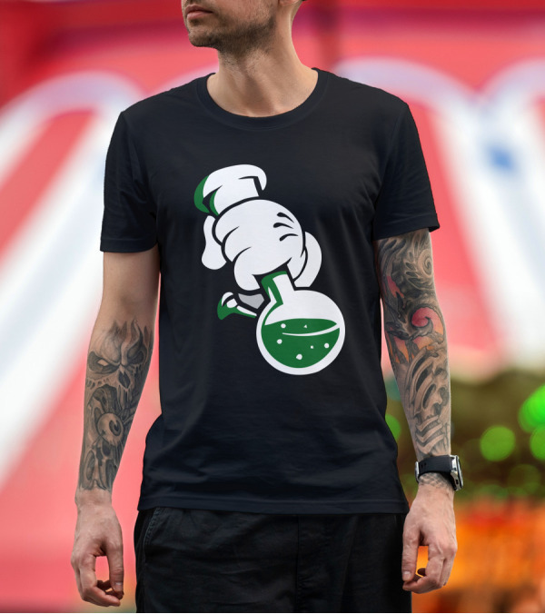 Premium T-Shirt: Cartoon Hands Holding Bong Flask T-Shirt Cartoon Hands Holding Bong Flask T-Shirt