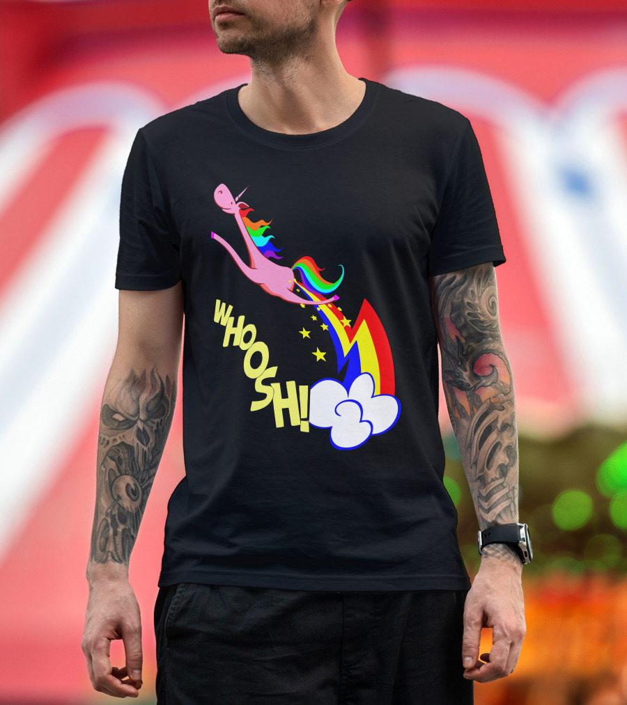 Whoosh Cute Flying Unicorn Rainbow Fart T-Shirt