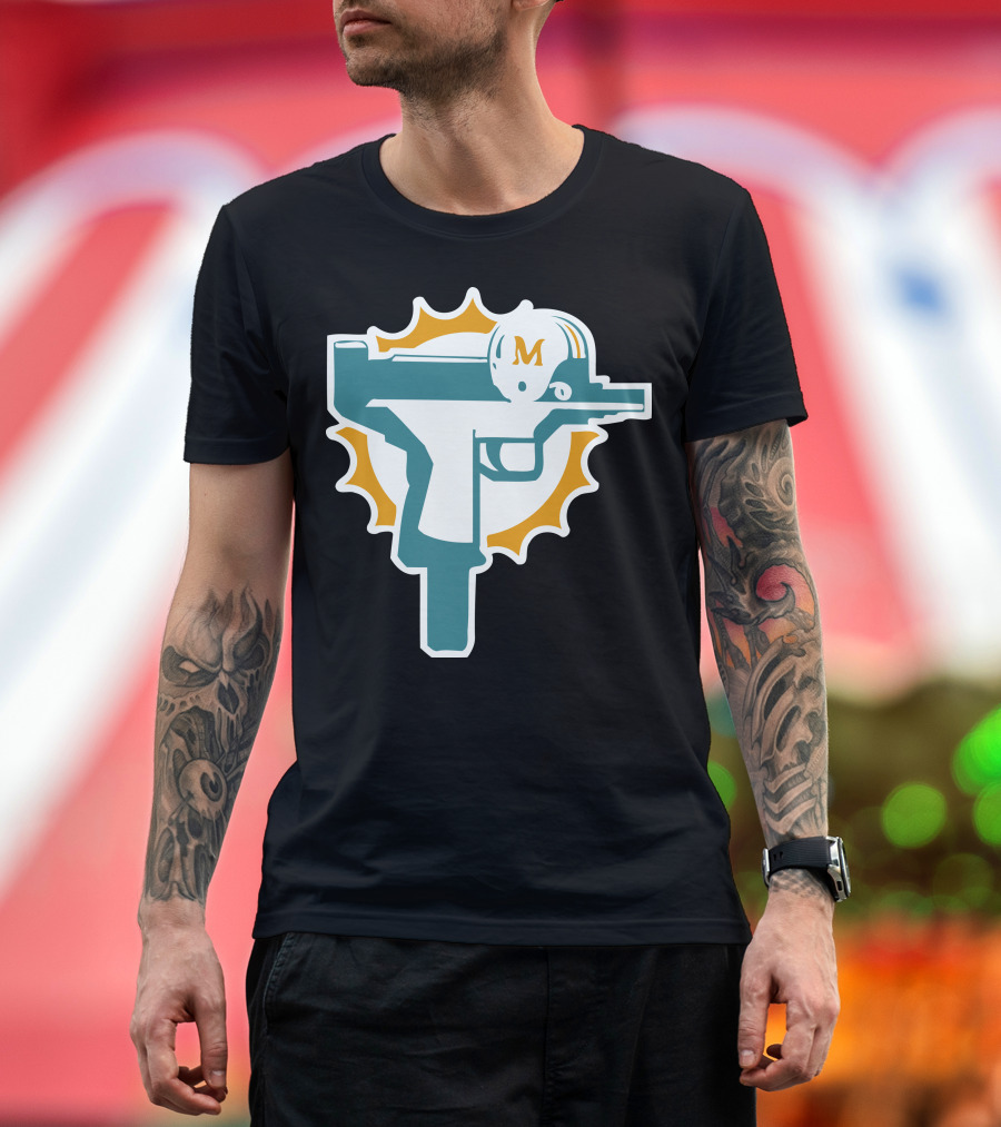 Dolphins Uzi Gun M Football Jersey T-Shirt