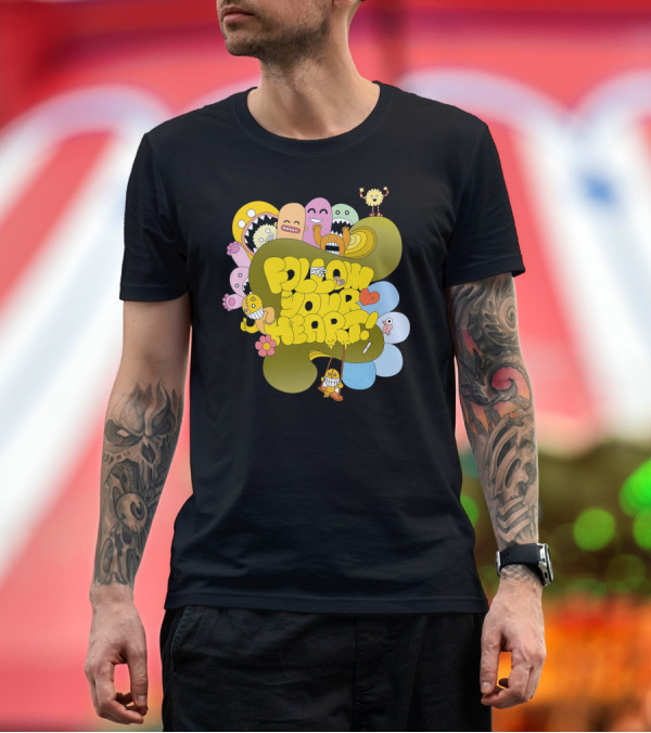 Premium T-Shirt: Folow Your Heart Playful Cartoon Monsters T-Shirt Folow Your Heart Playful Cartoon Monsters T-Shirt
