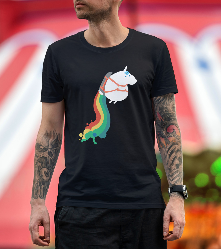 Jetpack Rainbow Fart Unicorn T-Shirt