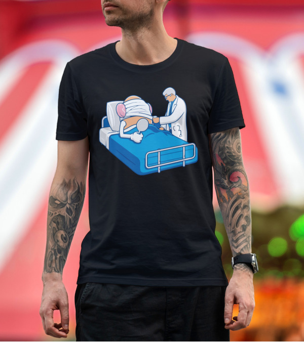 Premium T-Shirt: Patient Recovery Humor with Doctor and Iconic Potato Character T-Shirt Patient Recovery Humor with Doctor and Iconic Potato Character T-Shirt