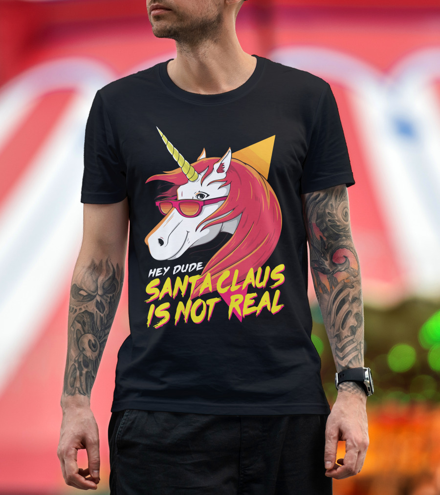 Hey Dude Santa Claus Is Not Real Unicorn T-Shirt