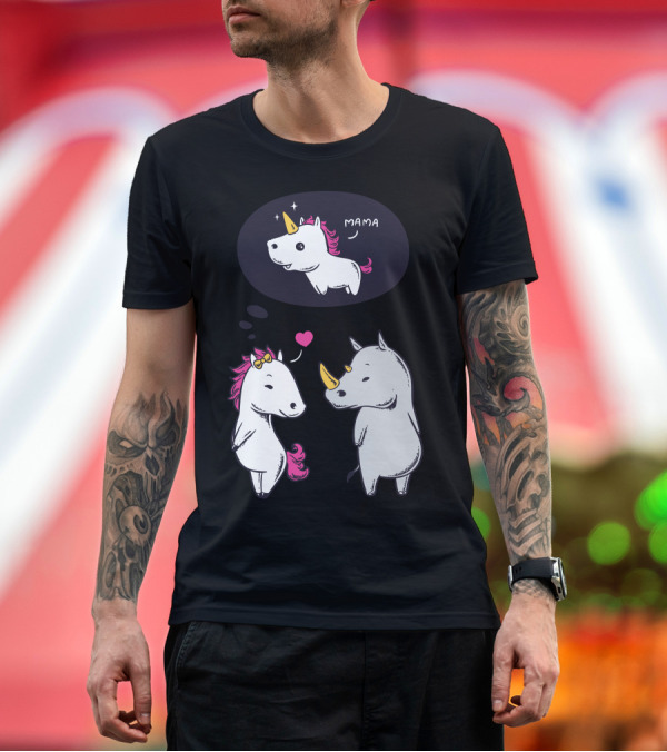 Premium T-Shirt: Unicorn Mama Dream Meets Rhino Perfect Couple T-Shirt Unicorn Mama Dream Meets Rhino Perfect Couple T-Shirt