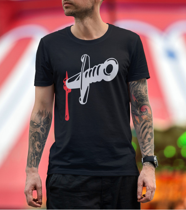 Premium T-Shirt: Knife Blood Typographic Drip Bleed T-Shirt Knife Blood Typographic Drip Bleed T-Shirt