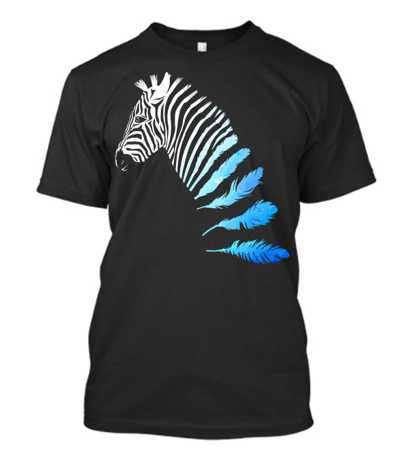 Lost In Transition Zebra Feathers Stripes Blue Black T-Shirt