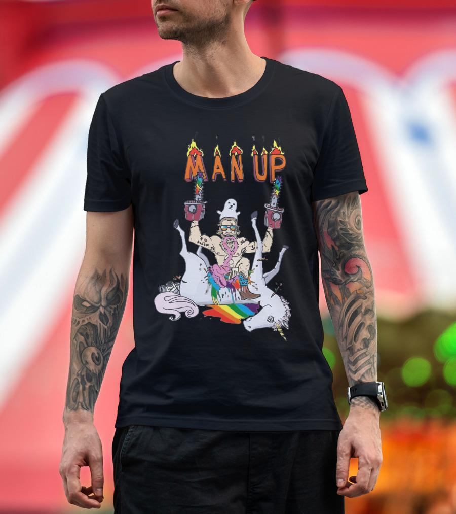 MAN UP Psychedelic Unicorn Rides T-Shirt