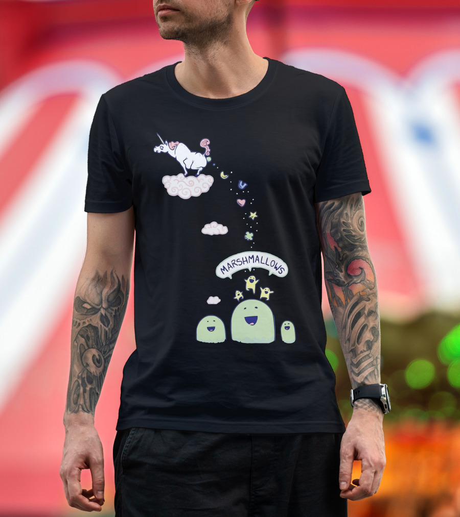 Marshmallow Unicorn Cloud Fantasy with Stars and Happy Characters T-Shirt