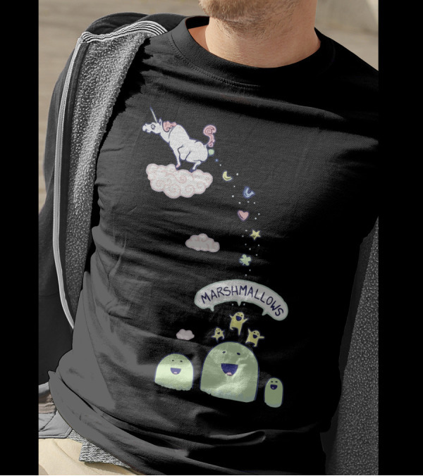Marshmallow Unicorn Cloud Fantasy With Stars And Happy Characters T-Shirt