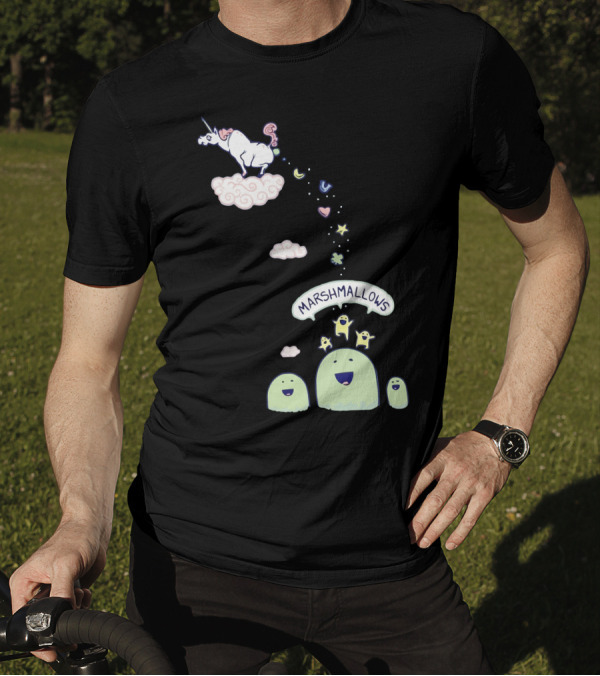 Marshmallow Unicorn Cloud Fantasy With Stars And Happy Characters T-Shirt