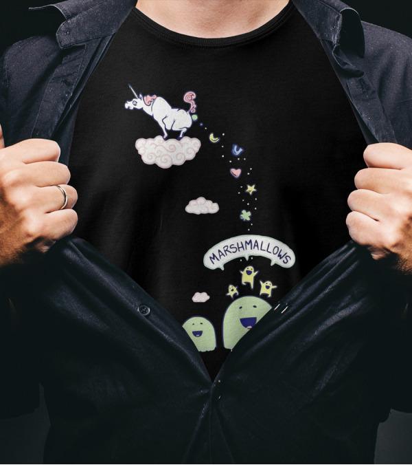 Marshmallow Unicorn Cloud Fantasy With Stars And Happy Characters T-Shirt