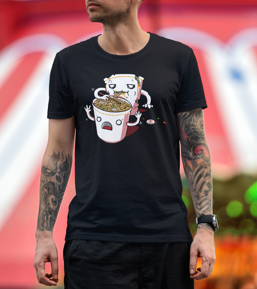 Noooodles Eating Cup Noodles Comic Character T-Shirt