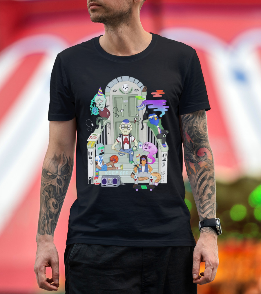 Ode To Doing Nothing Pizza Boombox Basketball Keep Off Steps T-Shirt