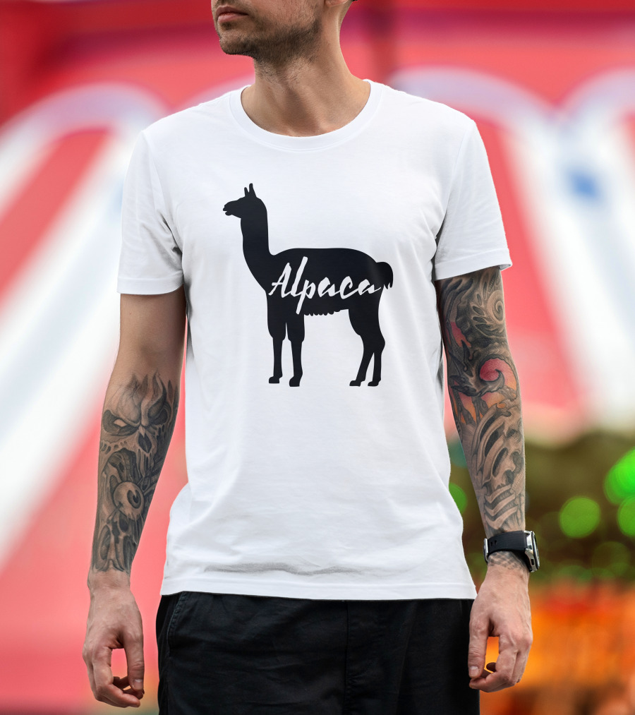 Alpaca Silhouette Text Image T-Shirt