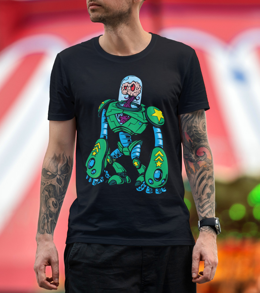Brain Star Alien Robot with Green Spacesuit T-Shirt