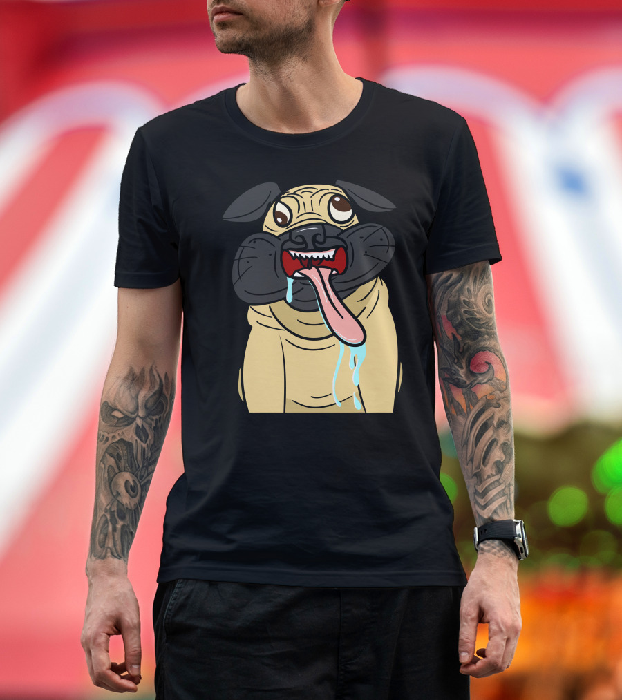 Derpy Pug Tongue Out Drooling Hilarious Expression T-Shirt