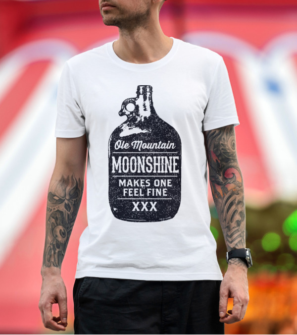 Premium T-Shirt: Ole Mountain Moonshine Makes One Feel Fine XXX T-Shirt Ole Mountain Moonshine Makes One Feel Fine XXX T-Shirt