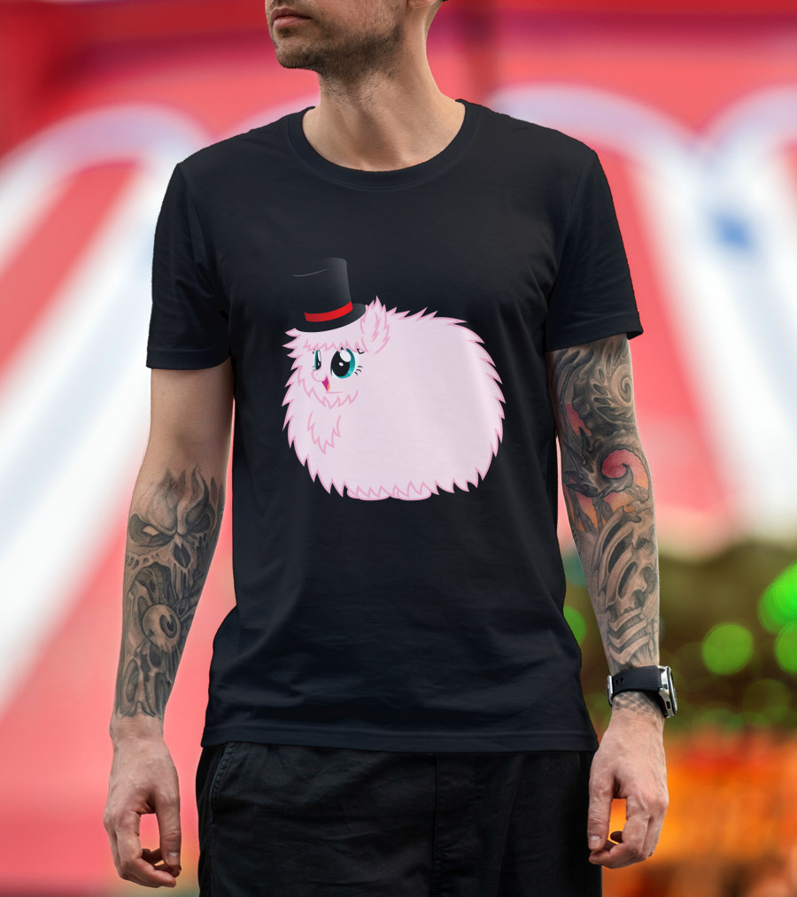 Fluffle Puff Stare with Cute Pink Fur and Top Hat T-Shirt