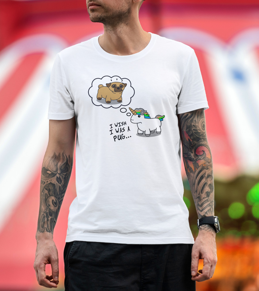 Pug Unicorn Wish I Wish I Was a Pug T-Shirt