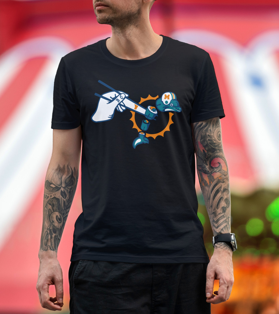 Miami Dolphins Sushi Roll Football Helmet T-Shirt