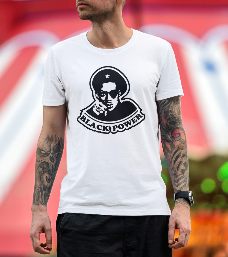 Black Power Iconic Star Afro Black Hat Sunglasses T-Shirt