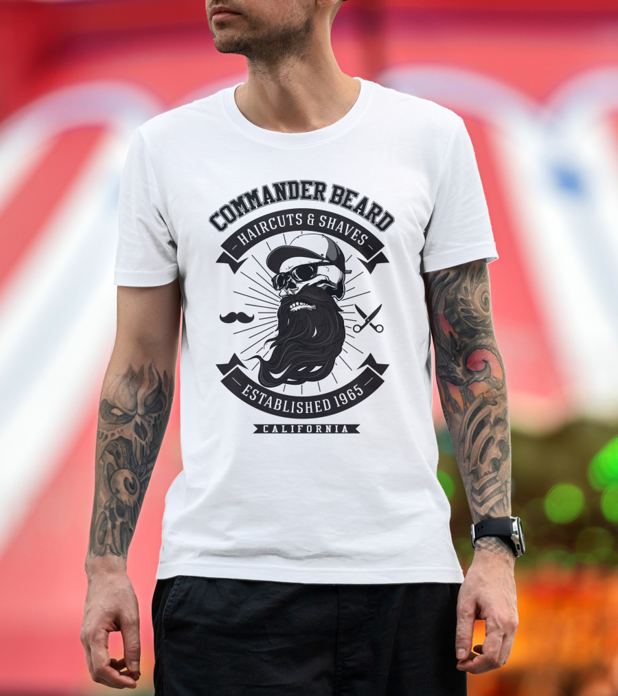 Commander Beard Haircuts and Shaves Established 1965 California T-Shirt
