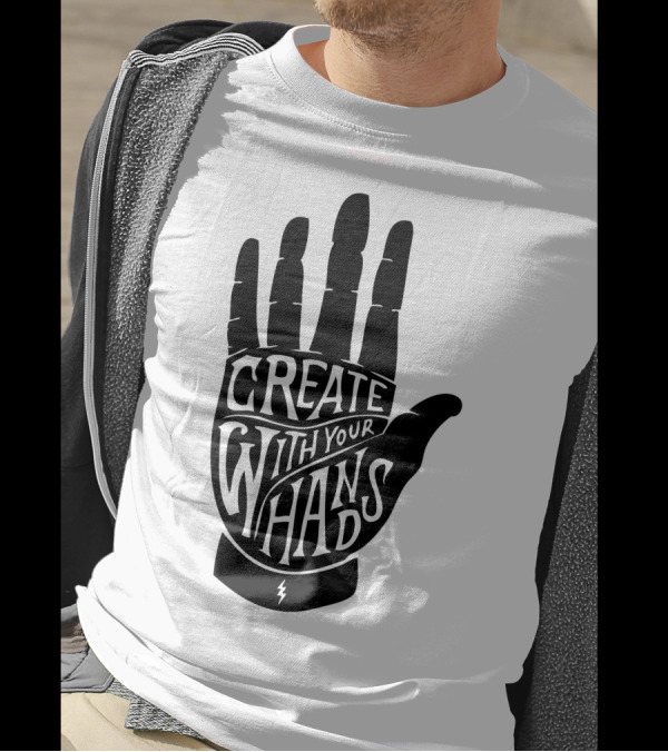 Create With Your Hands Hand Silhouette With Lightning Bolt T-Shirt