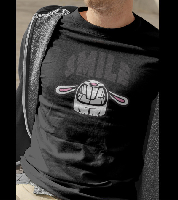 SMILE Melange Raspberry Smiley Bunny T-Shirt