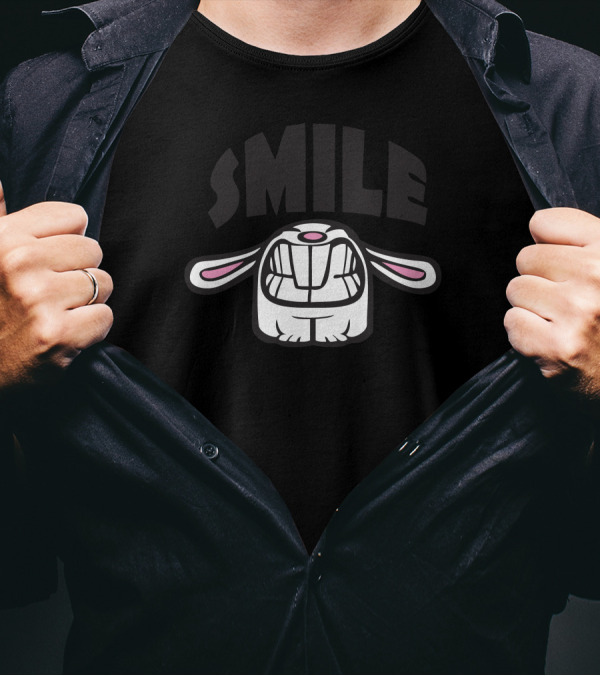SMILE Melange Raspberry Smiley Bunny T-Shirt