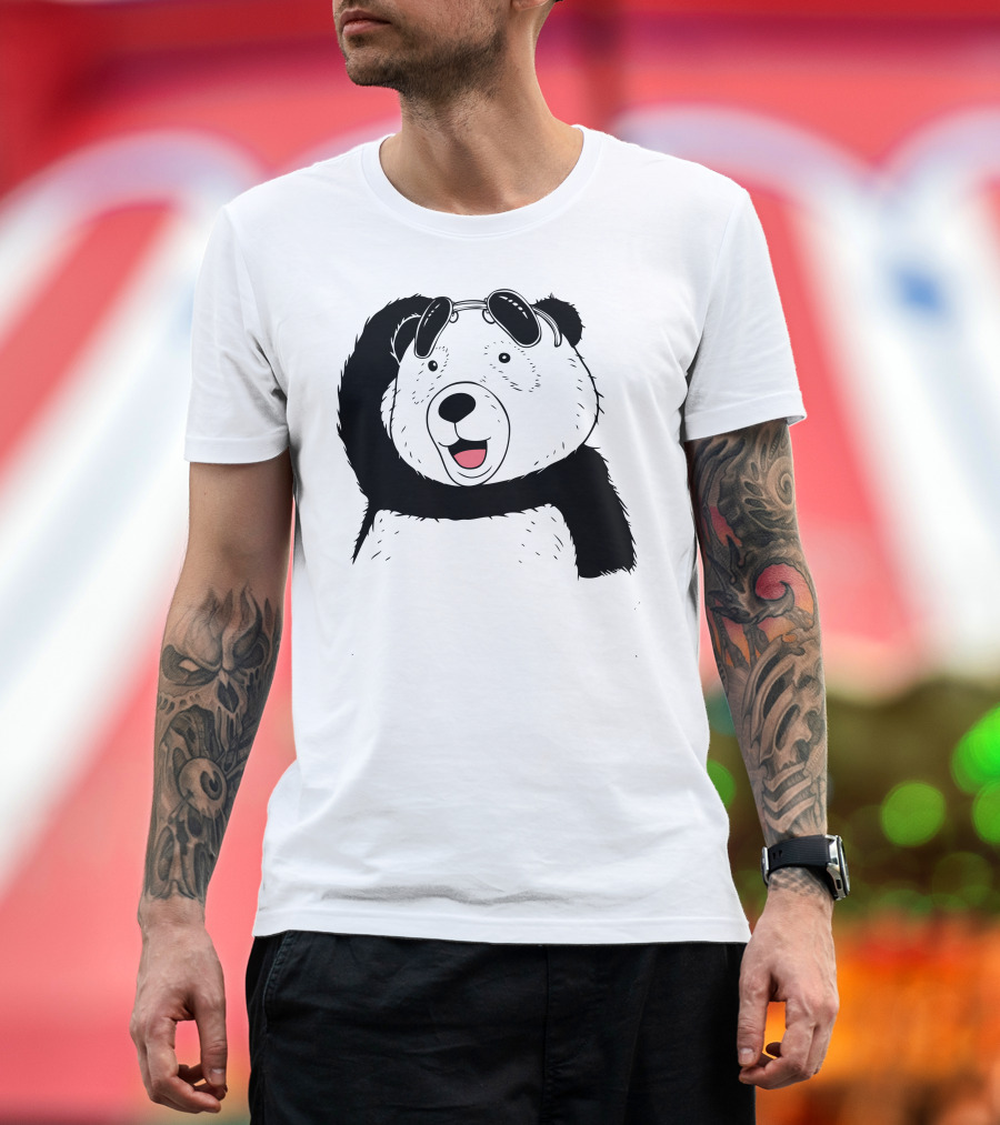 Panda Eyeglass Bear Waving T-Shirt