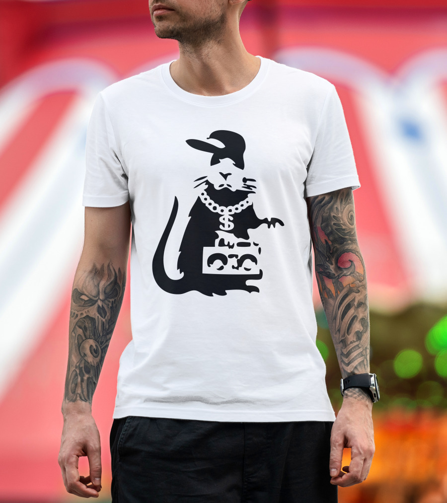 Rat Rapper Graffiti Mouse Chain Boombox T-Shirt