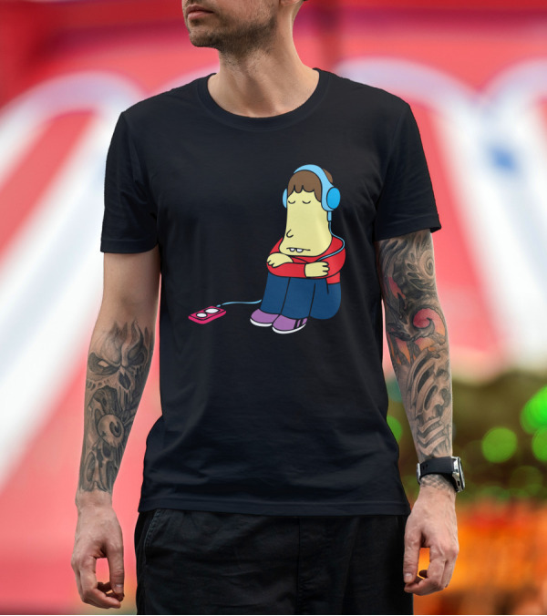 Premium T-Shirt: Safe And Sound Headphones Music Player Cartoon T-Shirt Safe And Sound Headphones Music Player Cartoon T-Shirt