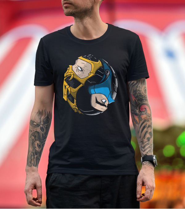 Premium T-Shirt: Fire And Ice Mortal Kombat Yin Yang Scorpion Sub-Zero T-Shirt Fire And Ice Mortal Kombat Yin Yang Scorpion Sub-Zero T-Shirt