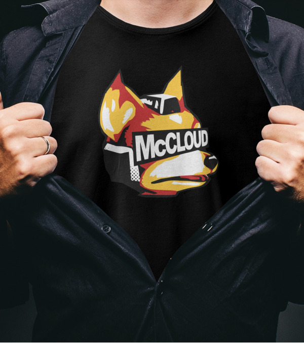 Halftone Fox McCloud Retro Gaming T-Shirt