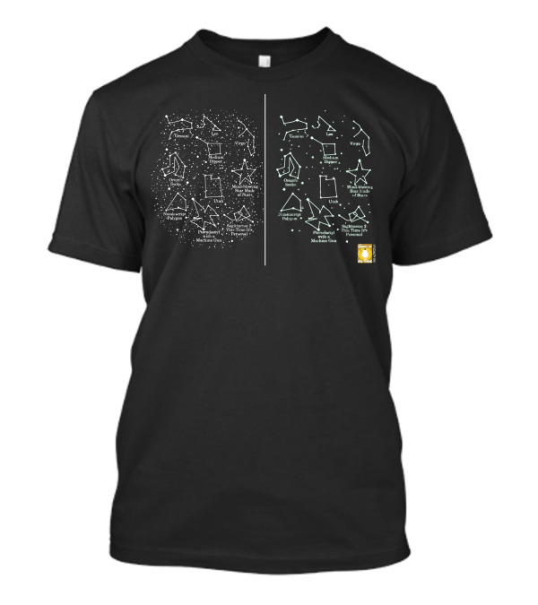 Pterodactyl With A Machine Gun Star Maps Orion Bootes Virgo Ursa Draco Taurus Sagittarius Perseus T-Shirt