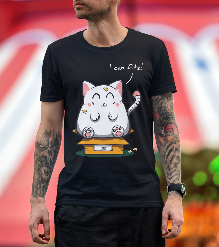 I Can Fitz Purrfect Fit Cute Cat in Box T-Shirt