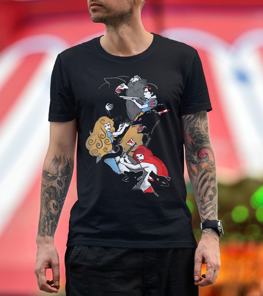 Revenge Of The Damsels Battle with Wolves and Villains T-Shirt