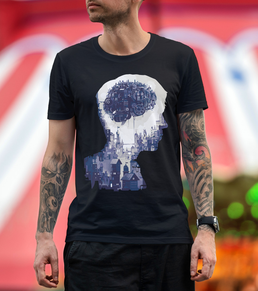 Wider Than The Sky Cityscape Brain T-Shirt