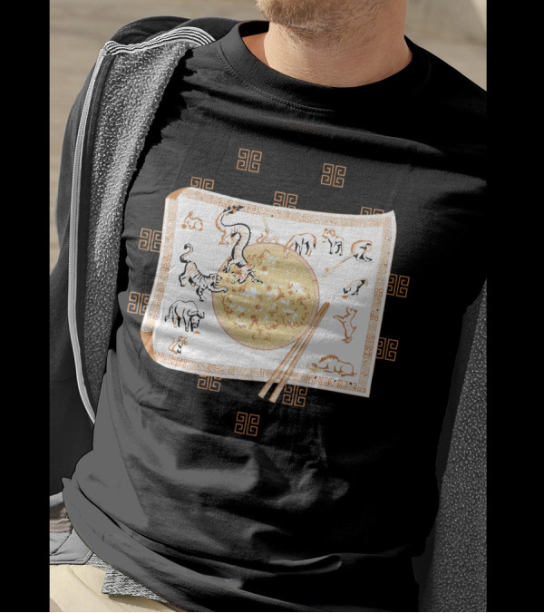 Year Of The Place Mat Zodiac Symbols And Chopsticks T-Shirt
