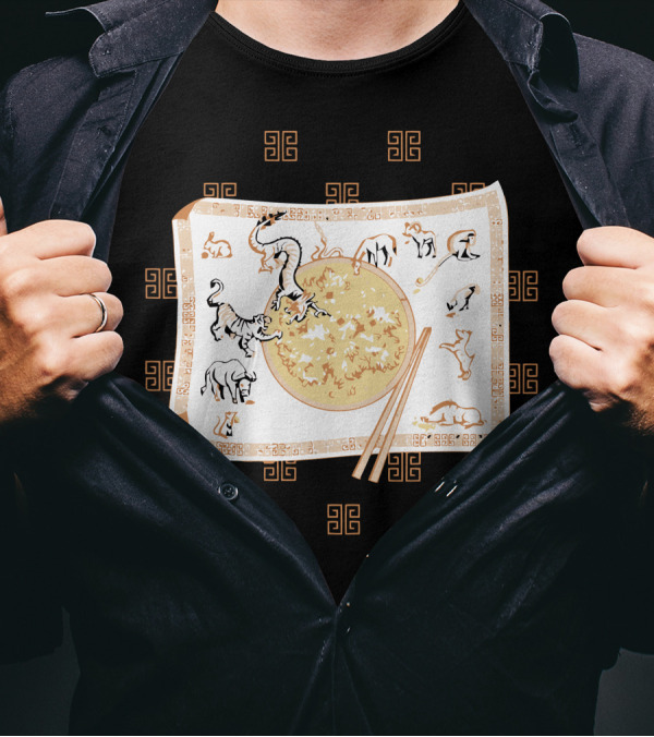 Year Of The Place Mat Zodiac Symbols And Chopsticks T-Shirt