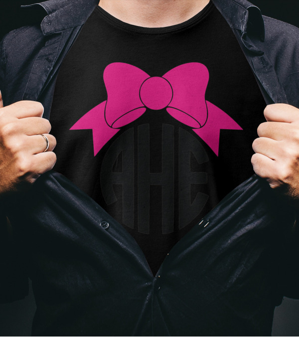AHE Pink Bow Circle Monogram T-Shirt