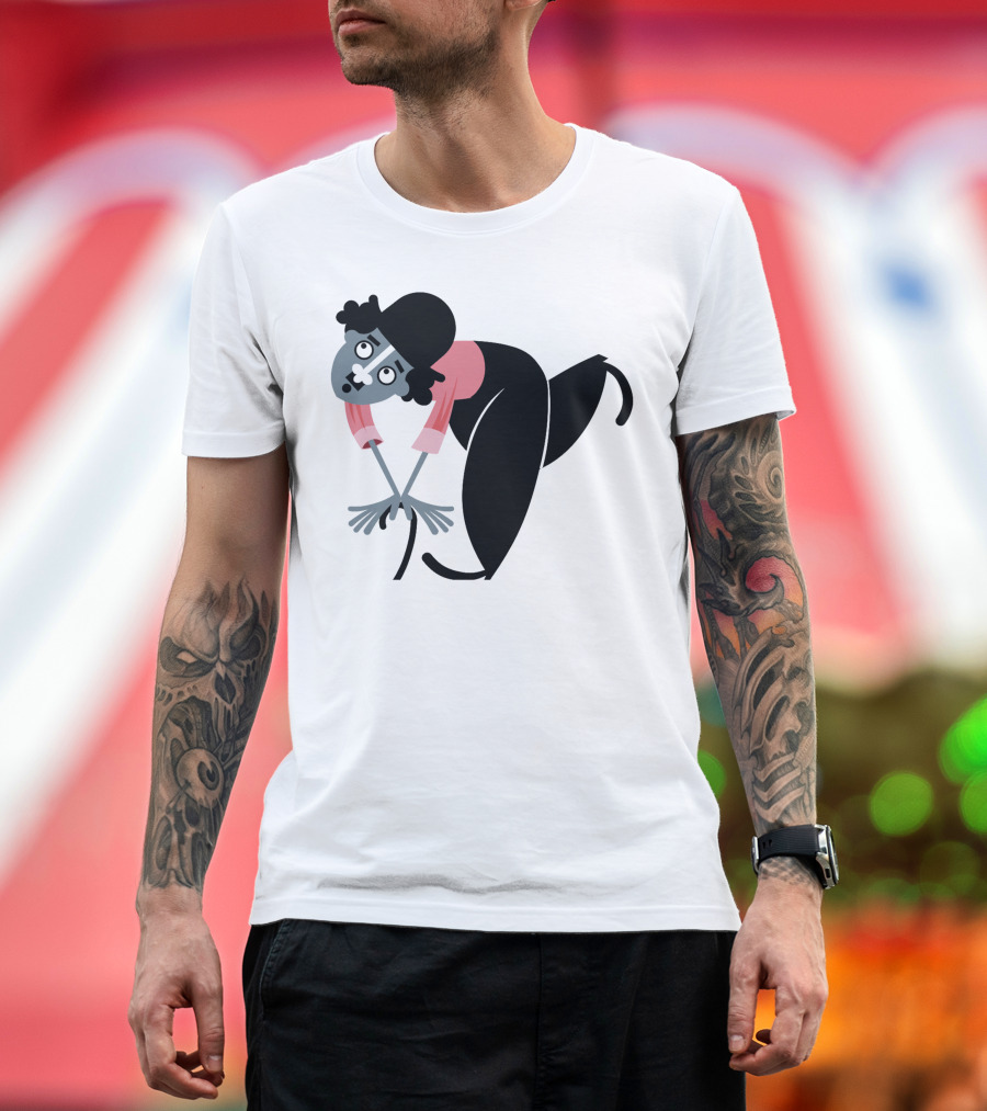 Charlie Chaplin Cartoon Character Black Bowler Hat Pink T-Shirt
