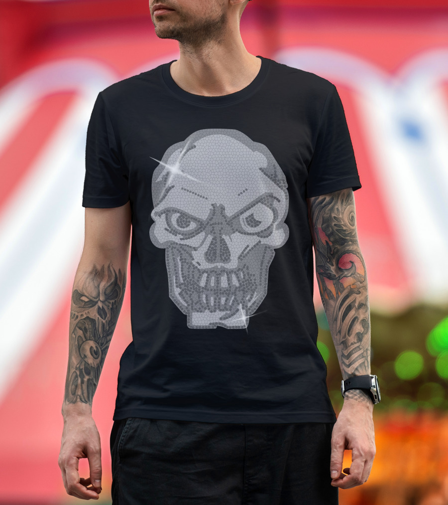 Diamante Skulls Sparkling Mosaic Skull T-Shirt